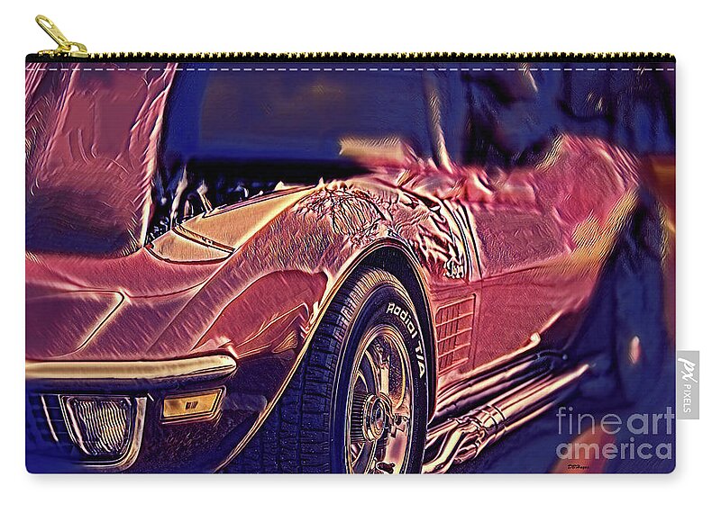 Cars Zip Pouch featuring the mixed media Vette Artistry by DB Hayes