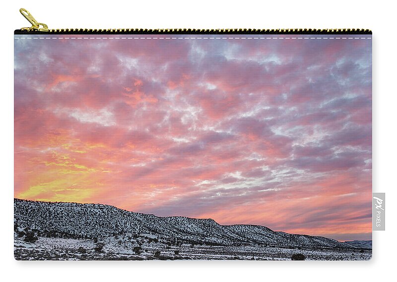 Hills Zip Pouch featuring the photograph Vibrant Sunset by Denise Bush