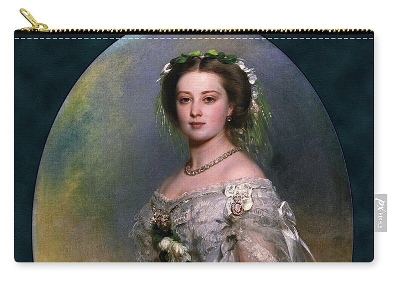 Victoria Princess Royal Carry-all Pouch featuring the digital art Victoria Princess Royal by Franz Xaver Winterhalter by Rolando Burbon
