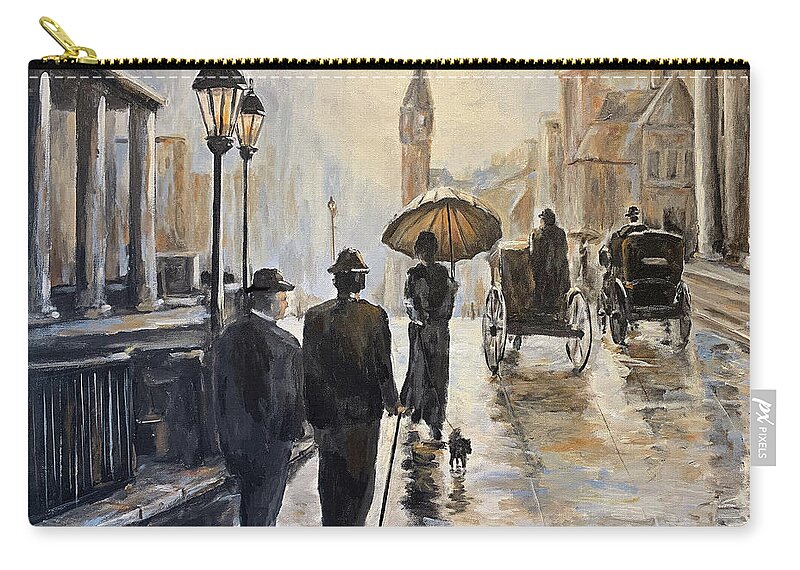 Top Selling Artist Zip Pouch featuring the painting Victorian London by Alan Lakin