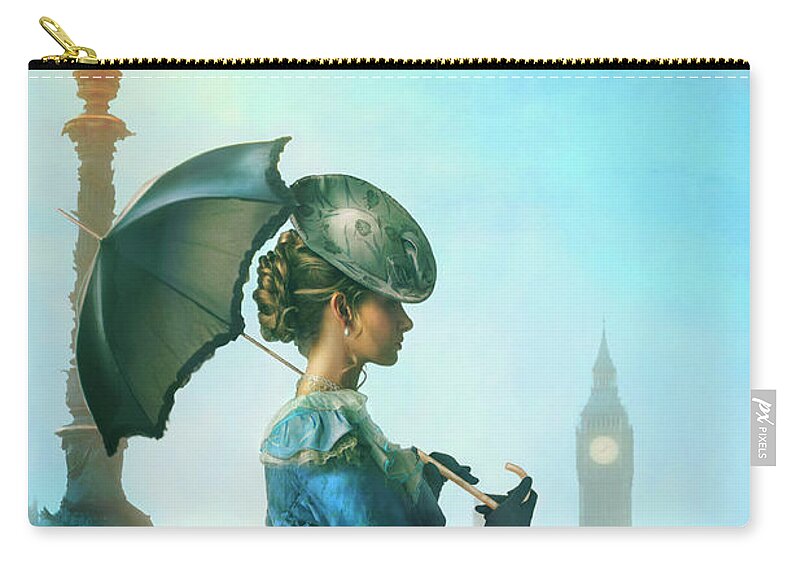 Victorian Zip Pouch featuring the photograph Victorian Woman In London by Lee Avison