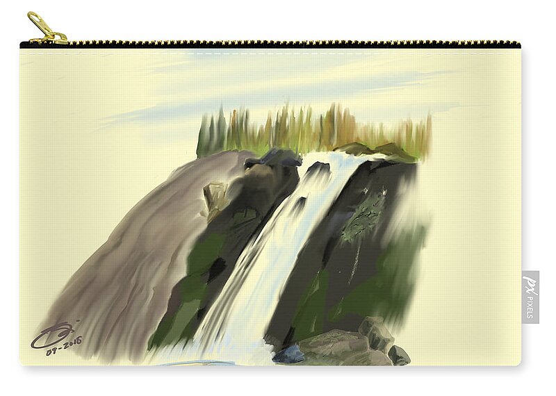 Waterfall Zip Pouch featuring the digital art View Below the Falls by Joel Deutsch
