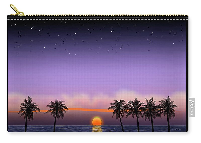View From The Beach Zip Pouch featuring the painting View from the Beach / Santa Monica California by David Arrigoni