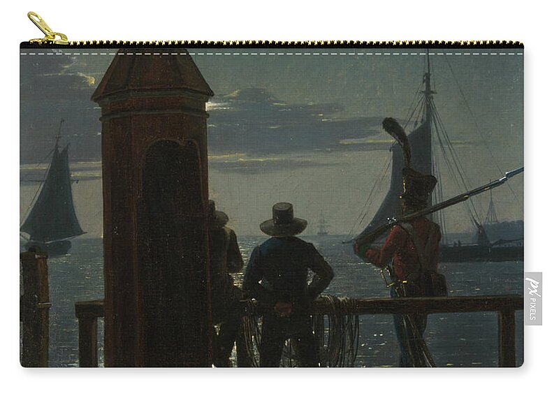 Danish Painters Zip Pouch featuring the painting View from the Citadel Ramparts in Copenhagen by Moonlight by Martinus Rorbye