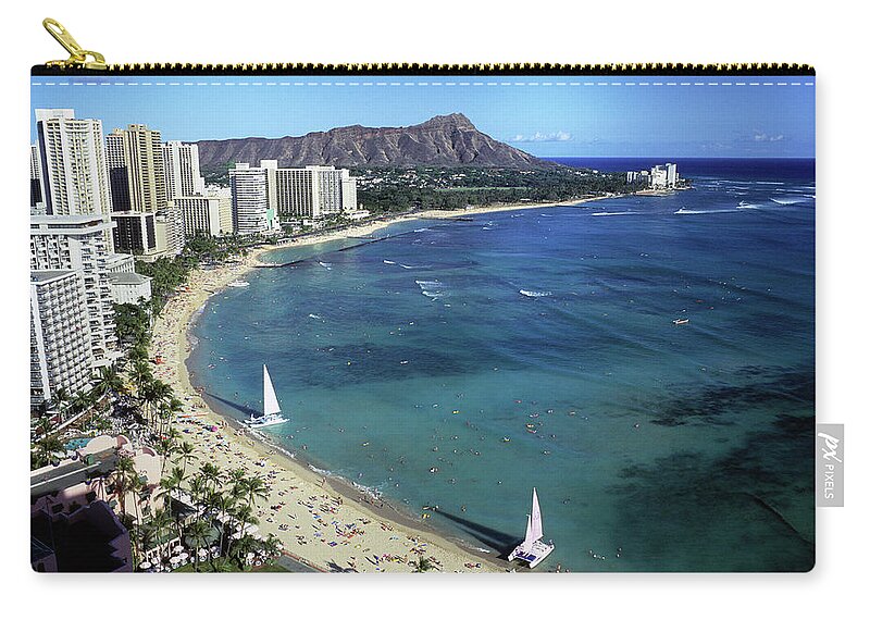 Tropical Climate Zip Pouch featuring the photograph View Of A Beach In Oahu, Hawaii by Tropicalpixsingapore