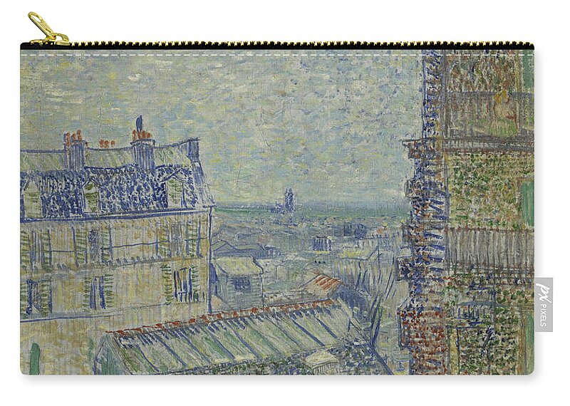 Vincent Zip Pouch featuring the painting View of Paris from Theos apartment in the rue Lepic, 1887 by Vincent Van Gogh