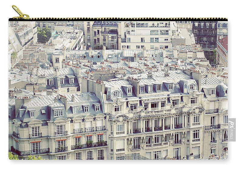 Treetop Zip Pouch featuring the photograph View Of Roofs Of Paris by By Smaranda Madalina Cheregi