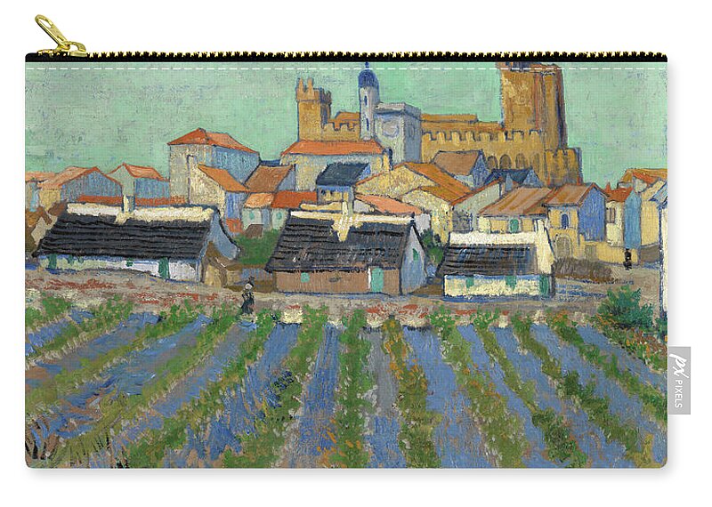 Saintes-maries-de-la-mer Zip Pouch featuring the painting View of Saintes-Maries-de-la-Mer by Vincent Van Gogh