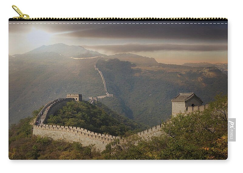Tranquility Zip Pouch featuring the photograph View Of The Great Wall At Mutianyu by Lost Horizon Images