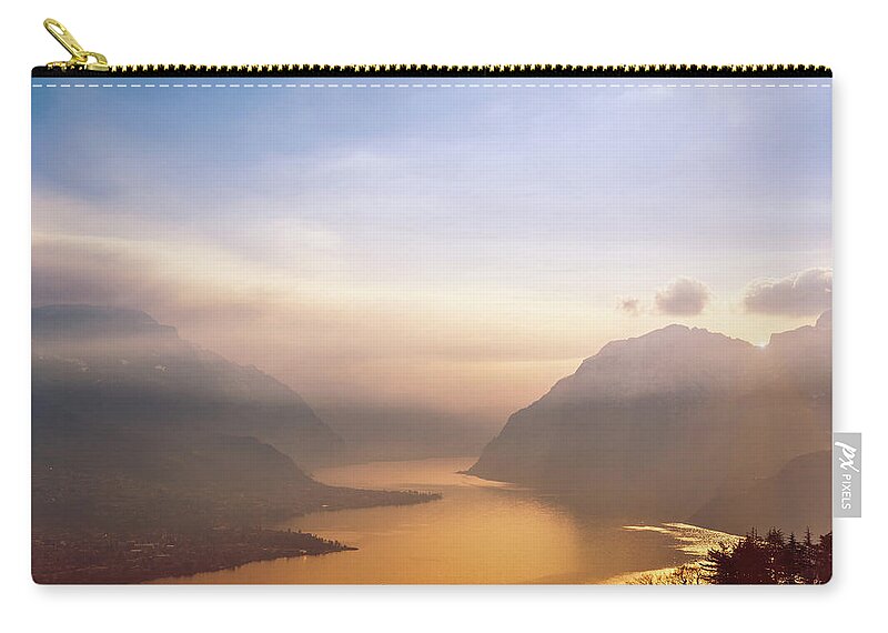 Scenics Zip Pouch featuring the photograph View Over Como Lake by Deimagine