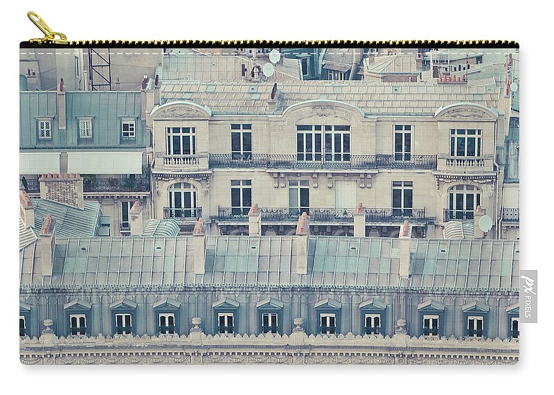 Apartment Zip Pouch featuring the photograph View Over Rooftops Of Paris by Cindy Prins
