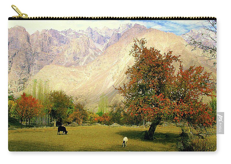 Gilgit-baltistan Zip Pouch featuring the photograph Village Upper Kachura, Skardu, Pakistan by Amir Mukhtar