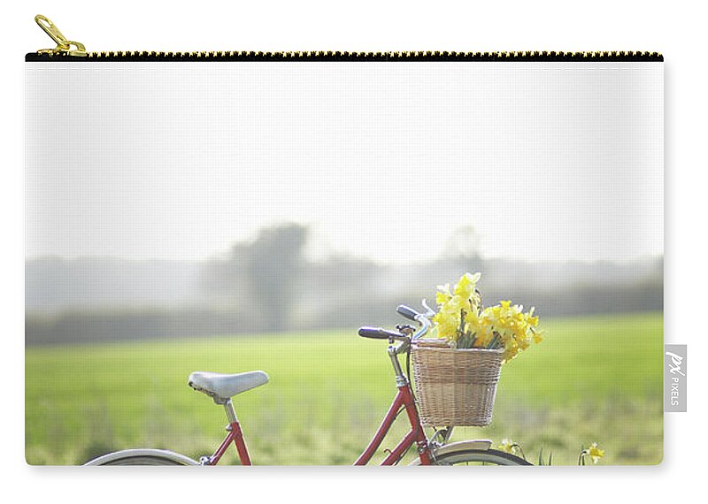 Outdoors Zip Pouch featuring the photograph Vintage Bike In Countryside With Fresh by Dougal Waters