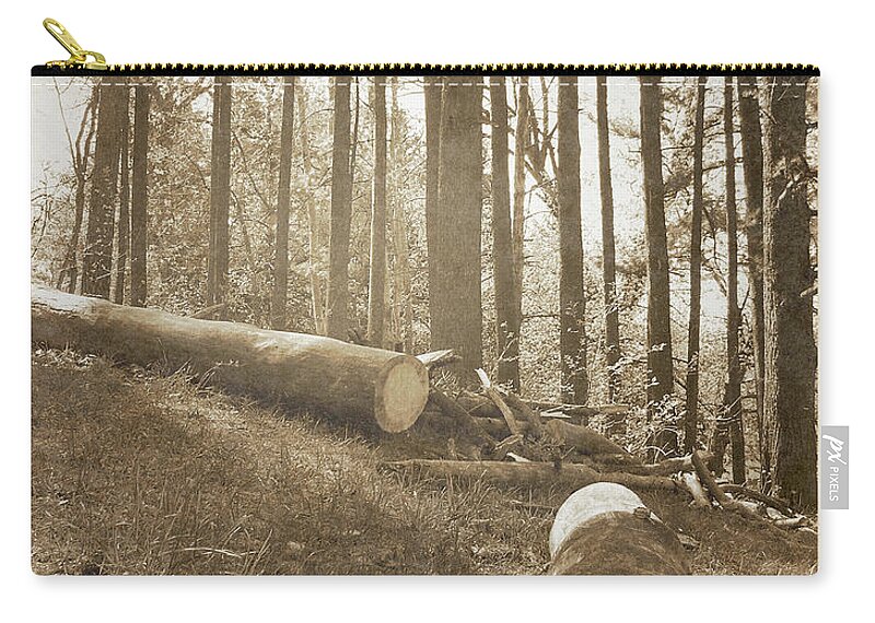 Timber Zip Pouch featuring the photograph Vintage Forest Hillside by Phil Perkins