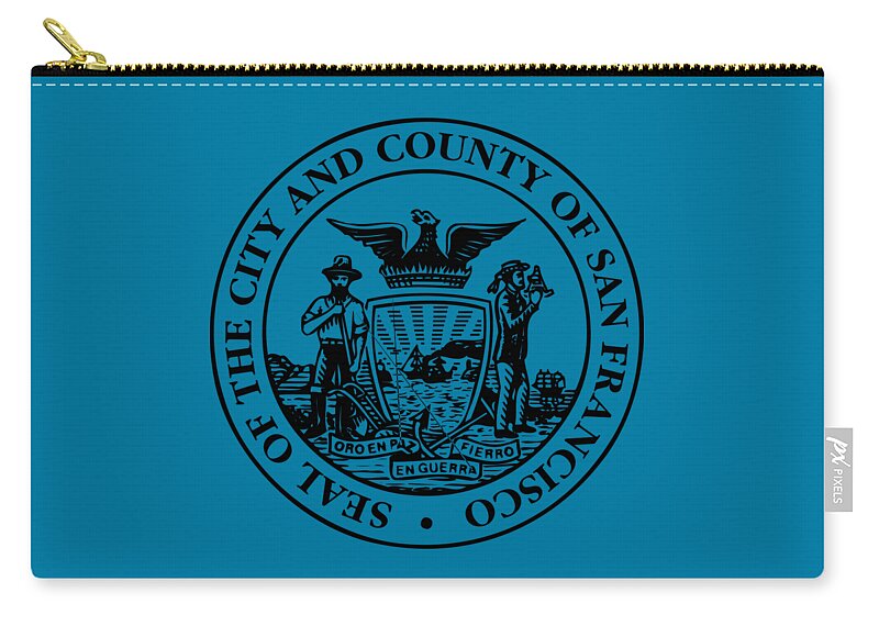 San Francisco Zip Pouch featuring the digital art Vintage Historic Official Seal of the City and County of San Francisco by Peter Ogden