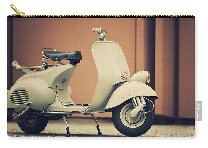 Engine Zip Pouch featuring the photograph Vintage Italian Scooter by Thepalmer