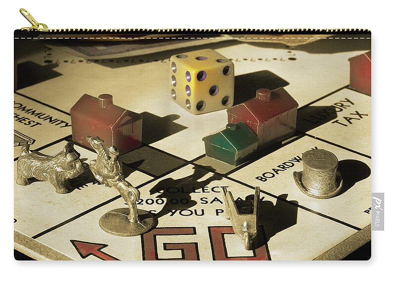 Monopoly Game Zip Pouch featuring the photograph Vintage Monopoly 2 by Mike Eingle