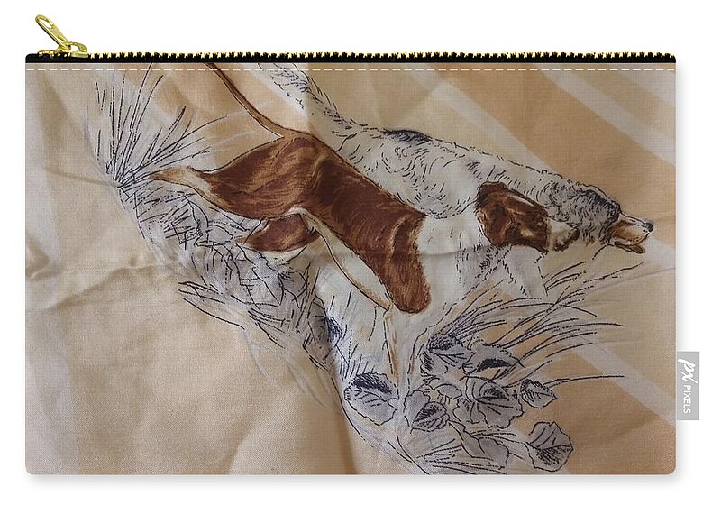 Vintage Zip Pouch featuring the digital art Vintage print hunting dogs by Scott S Baker