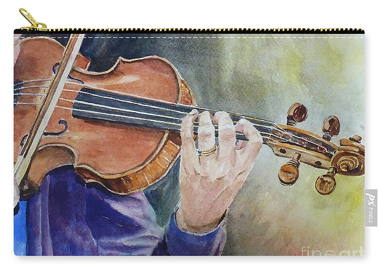 Violin Zip Pouch featuring the painting Violin Musician by Bev Morgan
