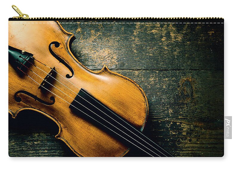 Violin Zip Pouch featuring the photograph Violin on textured background by Jelena Jovanovic