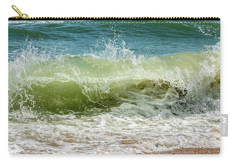 Ocean Zip Pouch featuring the photograph Virginia Beach Hurricane Wave by Donna Twiford