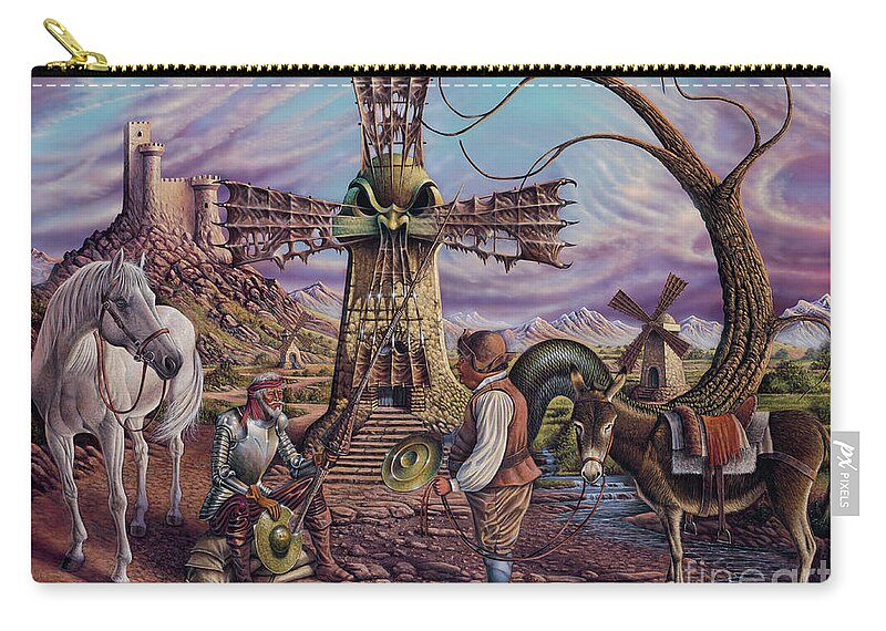 Spaniard Zip Pouch featuring the painting Visiones de Don Quijote by Ricardo Chavez-Mendez