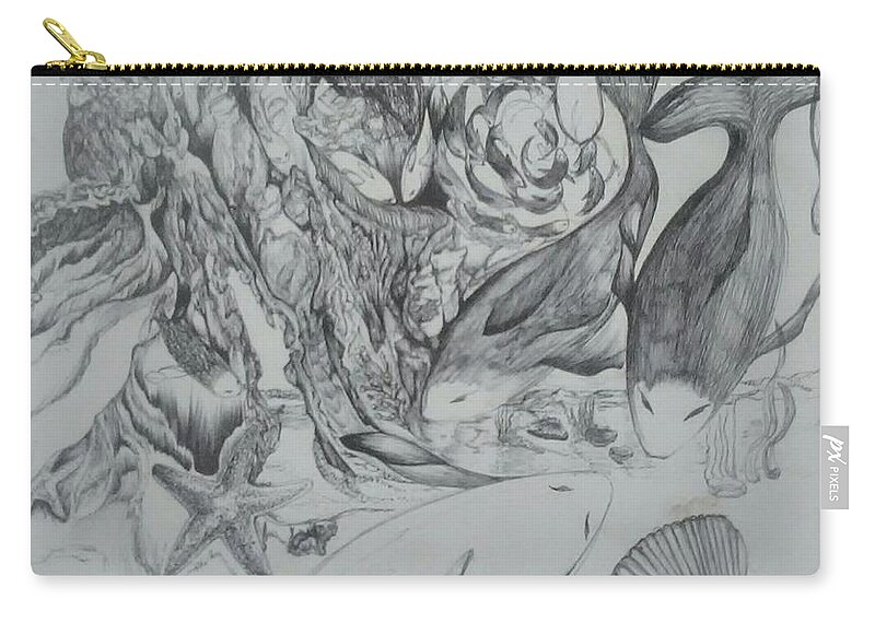 Wall Art Carry-all Pouch featuring the drawing Visiting Friends by Cepiatone Fine Art Callie E Austin