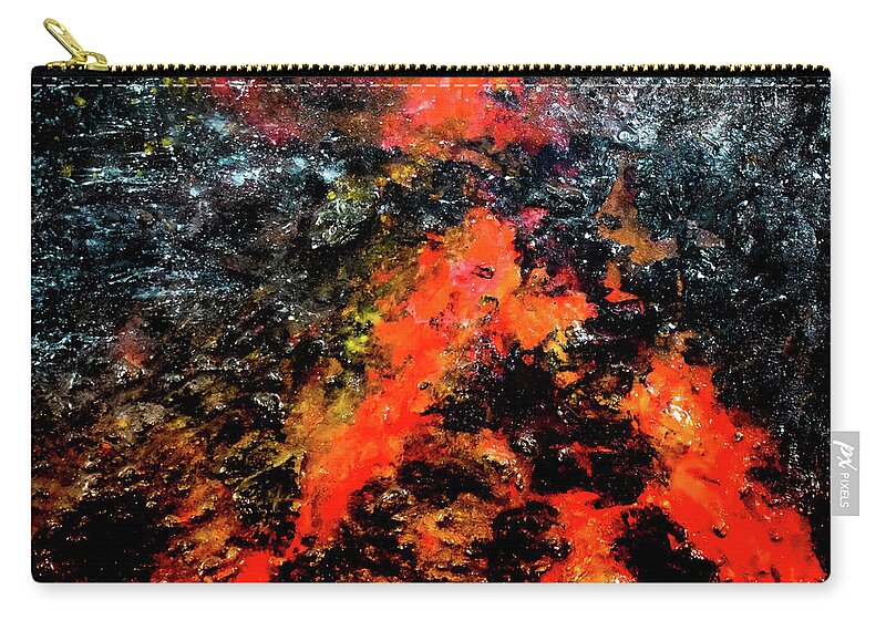 Volcano Zip Pouch featuring the mixed media Volcanic by Patsy Evans - Alchemist Artist