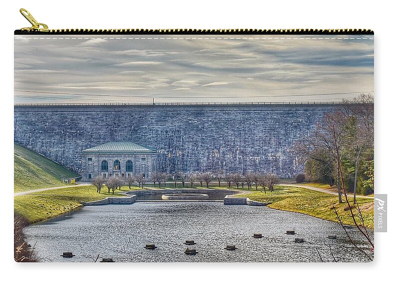  Zip Pouch featuring the photograph Wachusett Reservoir Dam by Monika Salvan