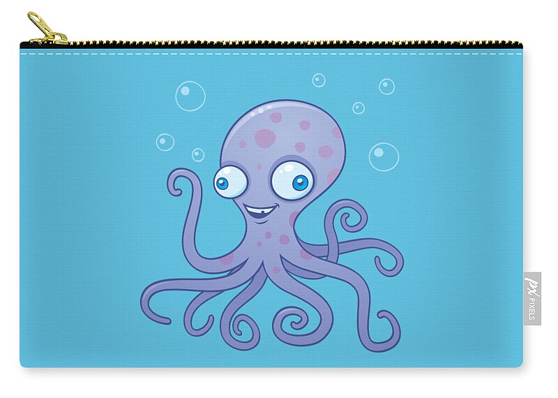 Ocean Zip Pouch featuring the digital art Wacky Octopus by John Schwegel