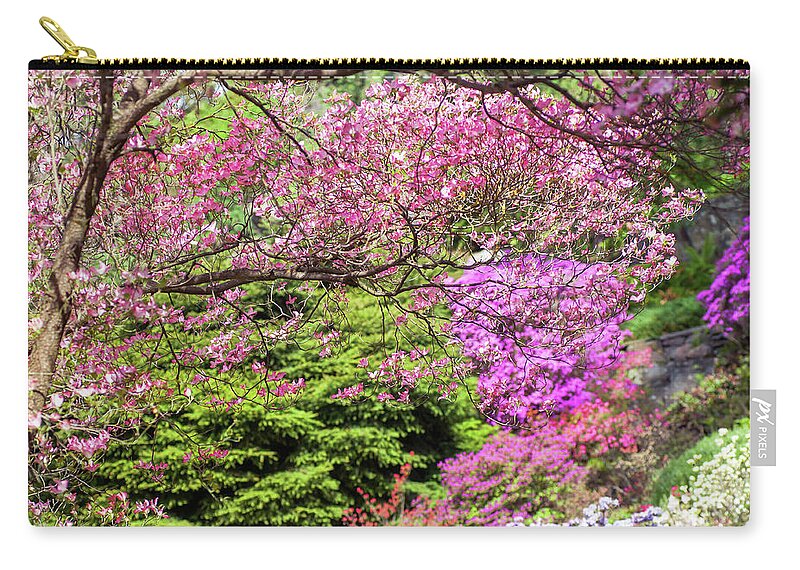Jenny Rainbow Fine Art Photography Zip Pouch featuring the photograph Walk in Spring Eden. Pink Branch by Jenny Rainbow