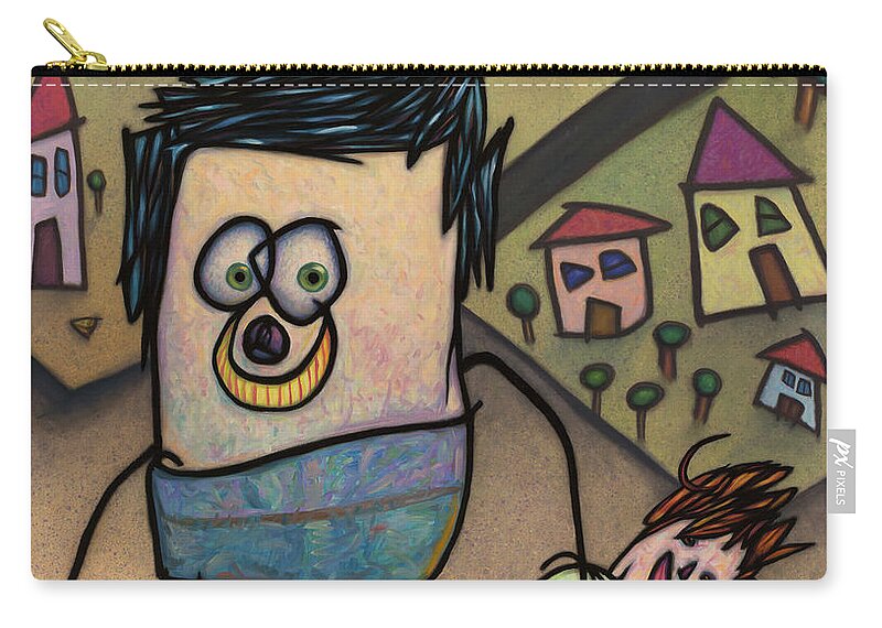 Funny Zip Pouch featuring the painting Walkin the Dog by James W Johnson