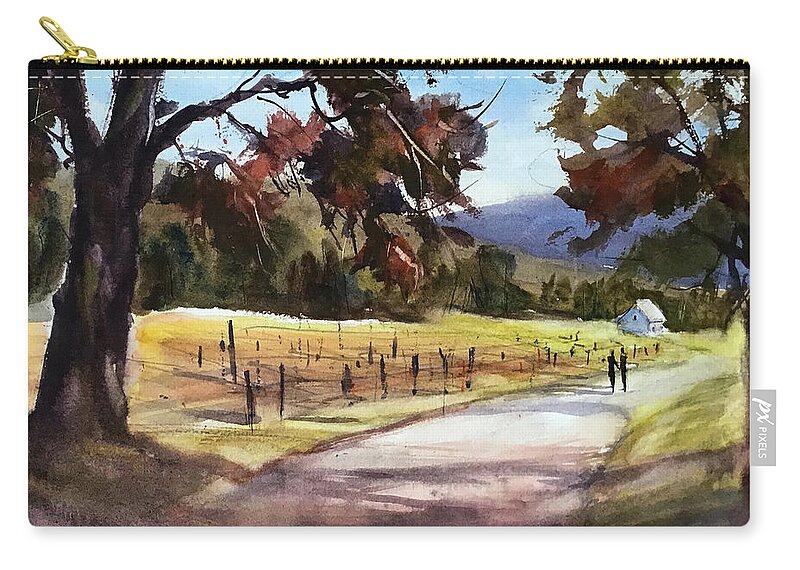 Landscape Zip Pouch featuring the painting Walking in Wine Country by Judith Levins