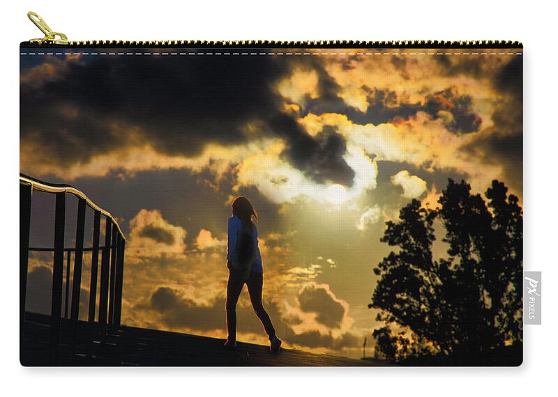 Walking Zip Pouch featuring the photograph Walking on the edge of destiny by Micah Offman