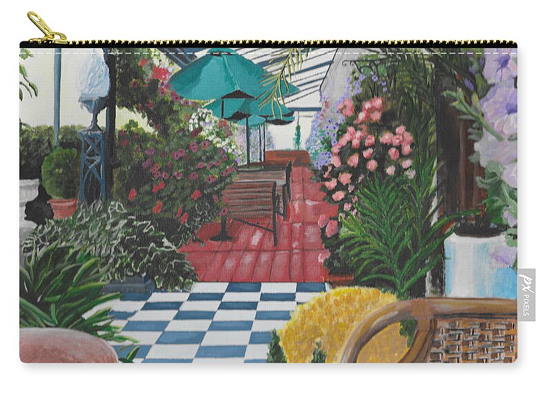 Garden Zip Pouch featuring the painting Walpole Bay flower deck by David Bigelow