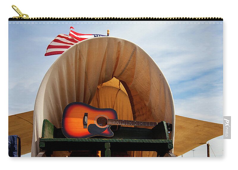 Guitar Zip Pouch featuring the photograph Warming Up for the National Anthem by Toni Hopper