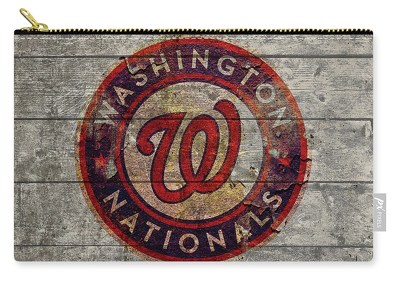 Washington Nationals Logo Vintage Barn Wood Paint Zip Pouch by