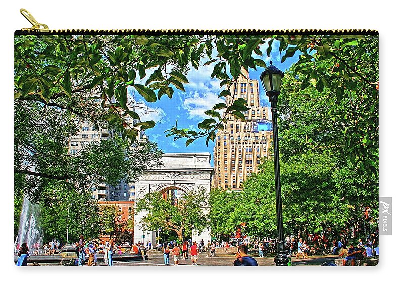 Washington Square Zip Pouch featuring the photograph Washington Square, Manhattan, New York by Zalman Latzkovich