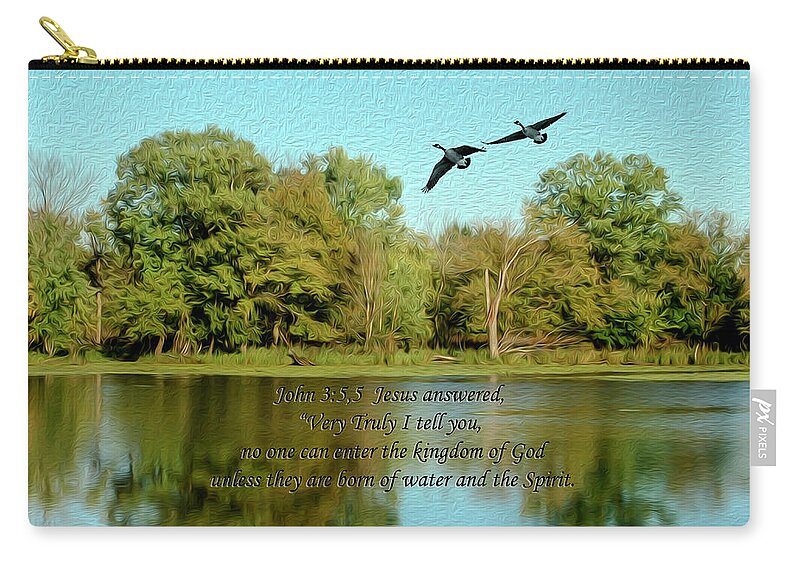 Water Zip Pouch featuring the digital art Water and the Spirit by Sandra J's
