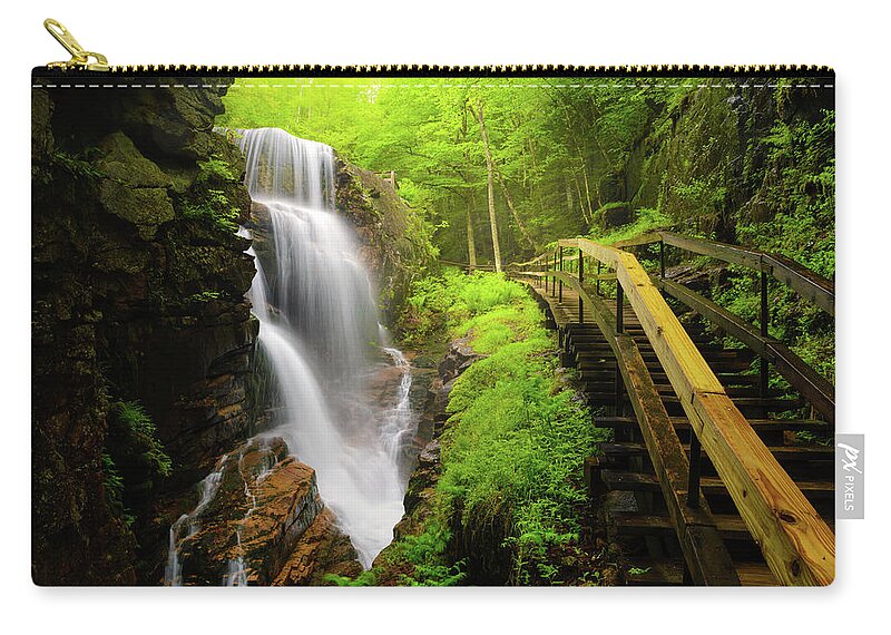 Steps Zip Pouch featuring the photograph Water Falls In The Flume by Noppawat Tom Charoensinphon