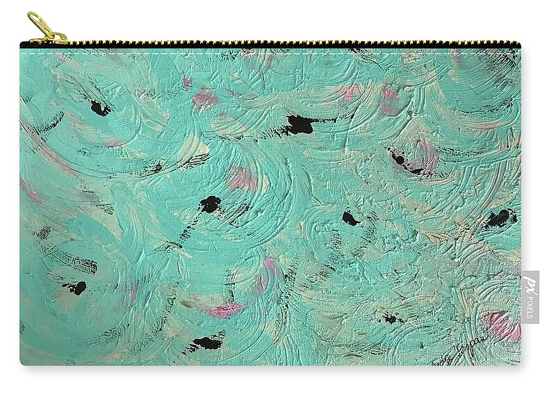 Game Water Sea Sun Turquoise Carry-all Pouch featuring the painting Water Game by Medge Jaspan