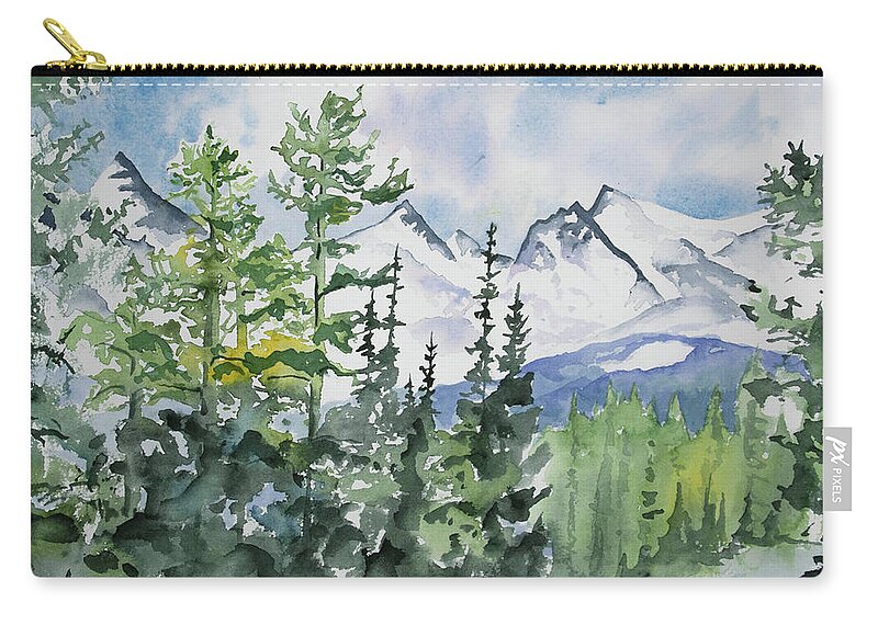 Brainard Lakes Carry-all Pouch featuring the painting Watercolor - Brainard Lakes Winter Landscape by Cascade Colors