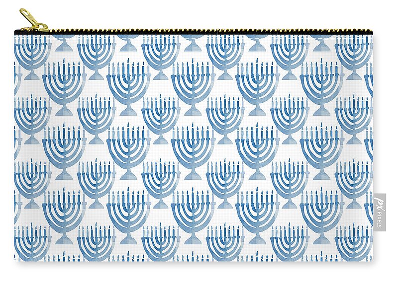 Hanukkah Zip Pouch featuring the digital art Watercolor Menorahs- Art by Linda Woods by Linda Woods