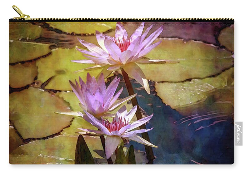 Impressionist Zip Pouch featuring the photograph Waterlily Bouquet 2922 IDP_6 by Steven Ward