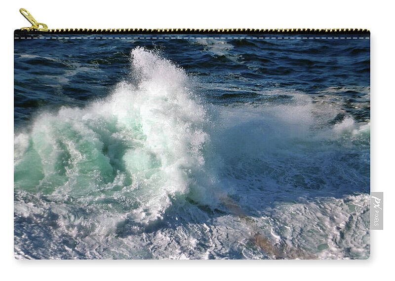 Ocean Zip Pouch featuring the photograph Wave and Rock by William Rockwell