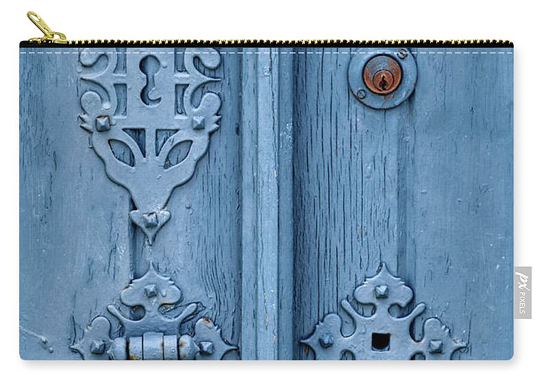Templar Carry-all Pouch featuring the photograph Weathered Blue Door Lock by David Letts