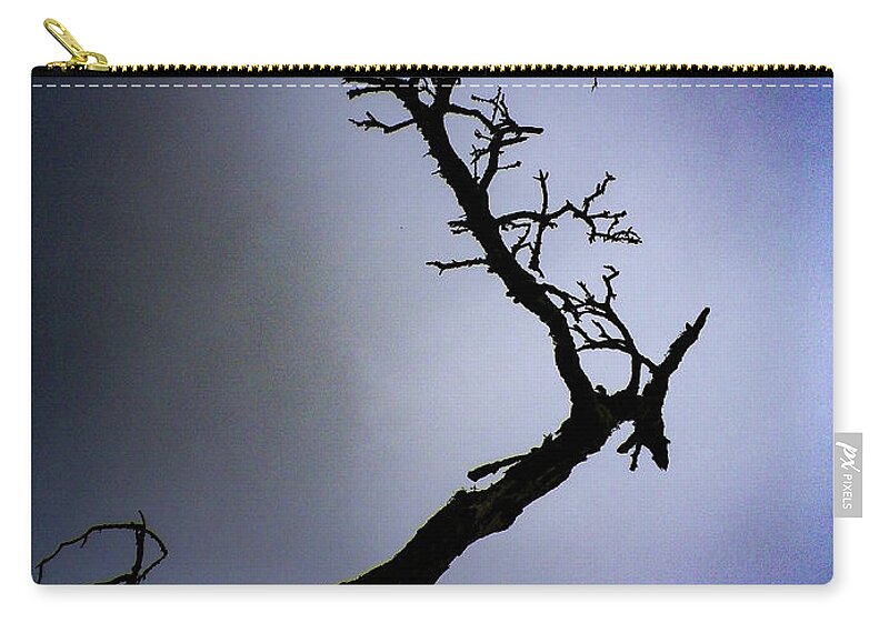 Branch Zip Pouch featuring the photograph Weathered Tree Branch Silhouette Bodmin Moor by Richard Brookes