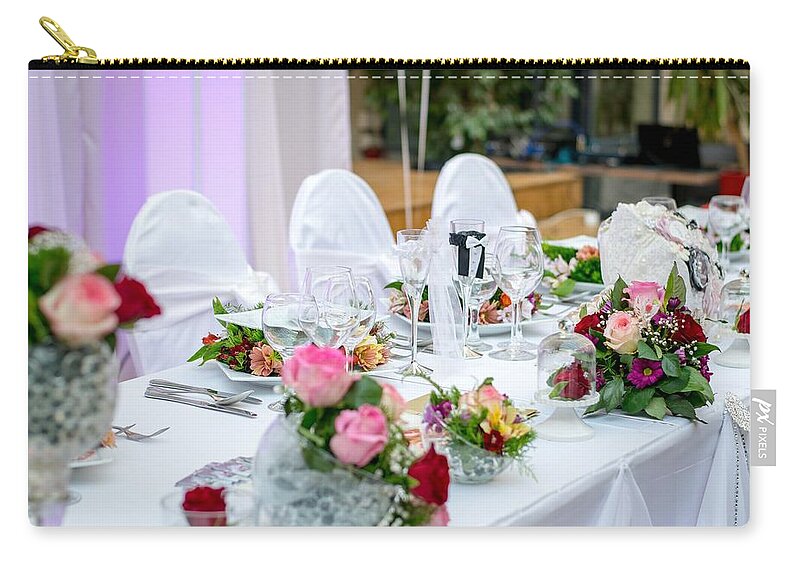Cute Zip Pouch featuring the photograph Wedding table by Top Wallpapers
