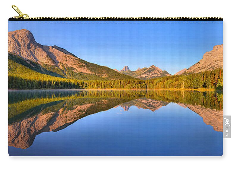 Wedge Pond Zip Pouch featuring the photograph Wedge Pond Morning Panorama by Adam Jewell