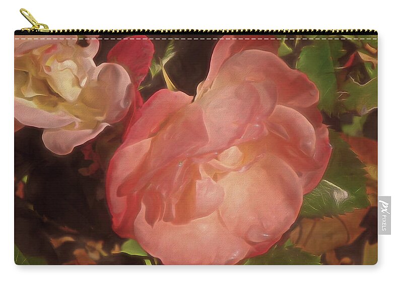 Rose Zip Pouch featuring the mixed media Weeping Rose by Lynda Lehmann